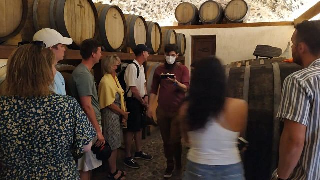Degustação de vinhos em Santorini: excursão ao pôr do sol