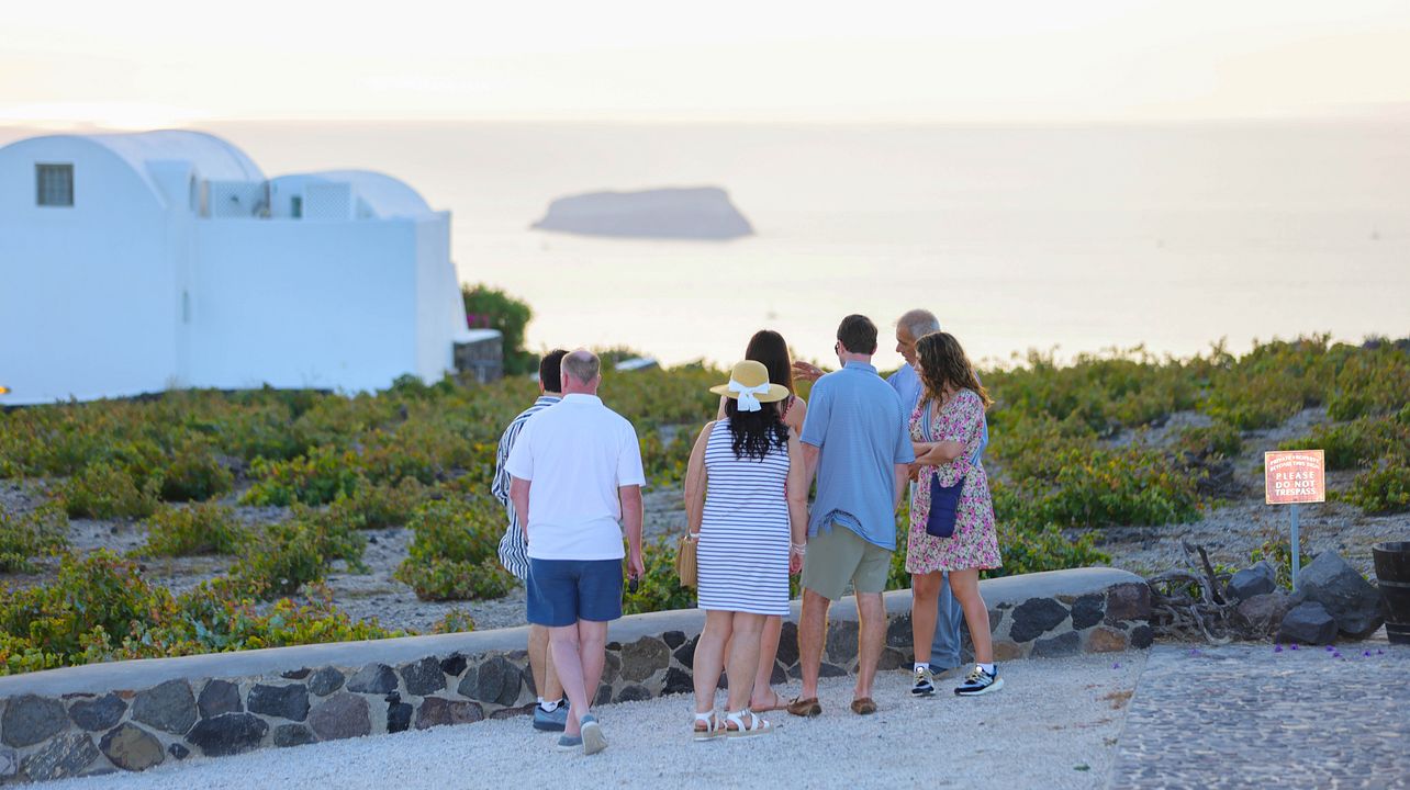 Santorini Weingeschichten: Tagestour mit Verkostung und Mittagessen