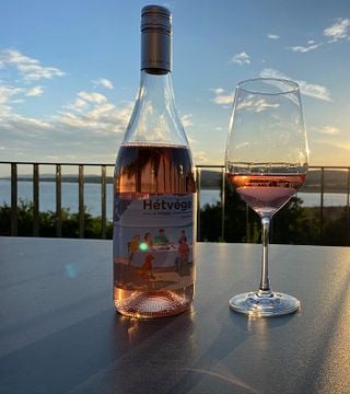 Cata de vinos con una vista excelente del lago Balaton