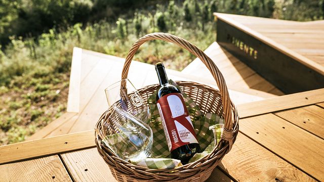 Lunchpicknick i de natursköna kullarna i Maremma Toscana