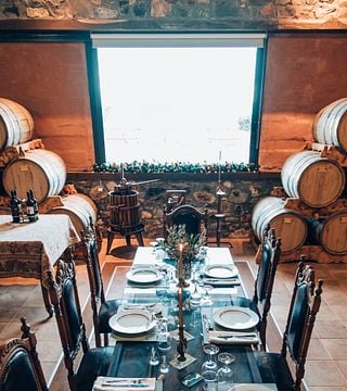 Uma degustação guiada de vinhos com delícias de queijos locais